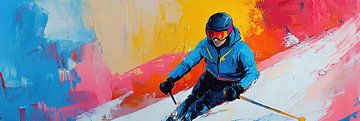 Skiër Blauw van OMG Art