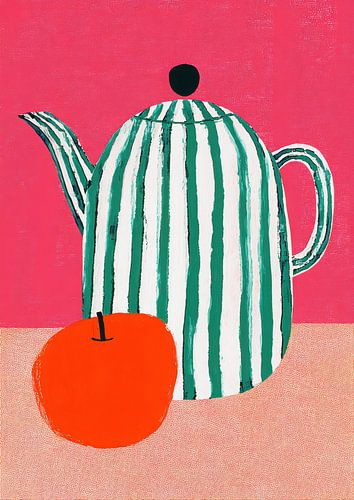 Gestreepte theepot met appel