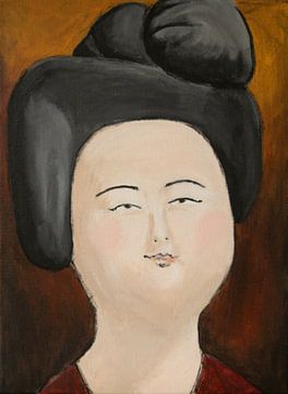 Een portret van een Chinese dikke dame 'Fat ladies' VII van Linda Dammann