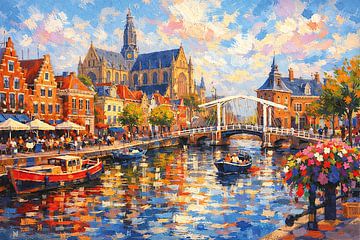 Peinture représentant Haarlem, aux Pays-Bas. sur Johannes