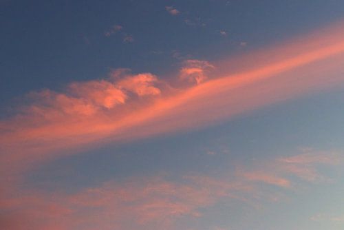 Colourful pink clouds in the blue sky | South Holland | Netherlands | Travel photography print