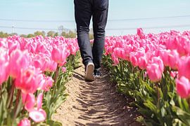 Walking through a tulip field by Map of Joy