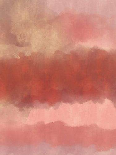 Bunte abstrakte Aquarelllandschaft in Rosa und Terrakotta von Dina Dankers