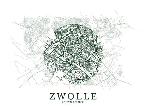 Gestylde plattgrond van Zwolle
