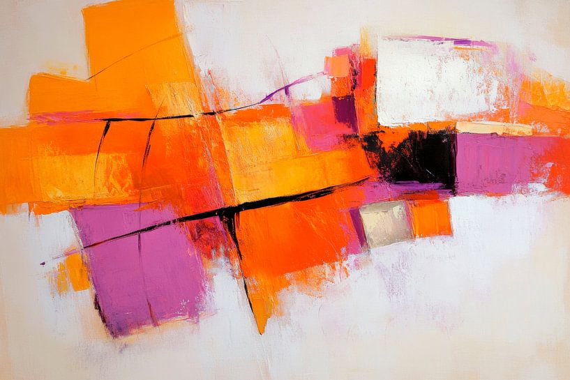 Modern abstract schilderij in warme kleuren van Poster Art Shop