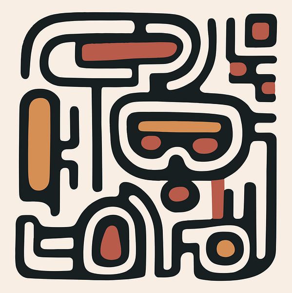 Organic shapes and lines brown shades by Color Square