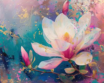 Peinture de fleurs néon | Chroma Blossom sur Kunst Kriebels