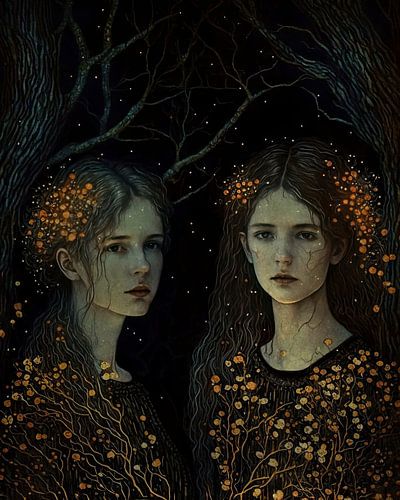 Nuit mystique Elfes dans la forêt