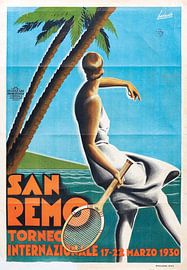 San Remo - Internationaal toernooi, Gino Boccasile, 1930 (gezien bij vtwonen) van Atelier Liesjes
