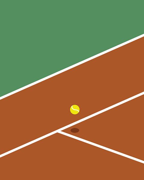 Grüner und roter Tennisplatz mit Tennisball von Studio Miloa