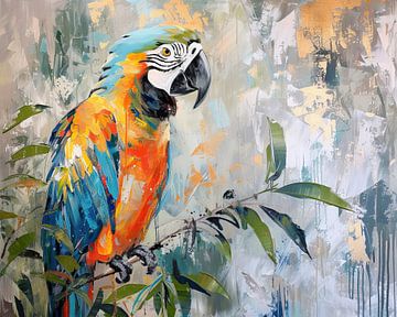Peinture d'un perroquet vivant sur Caprices d'Art