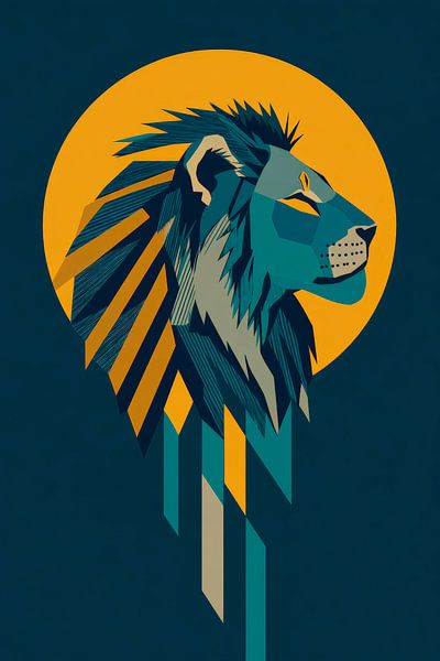 Lion's head in geometric style by Poster Art Shop