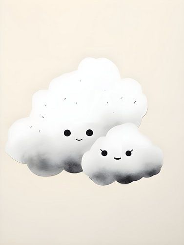 Wolkjes met een gezichtje voor kinderkamer