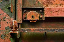 Close-up of a door of an old rusty train wagon by Jenco van Zalk
