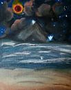 Kosmische Malerei, Ölgemälde, Blutmond von Celine Seelemann Miniaturansicht