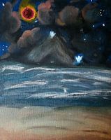 Cosmic Painting, Oil Painting, Blood Moon