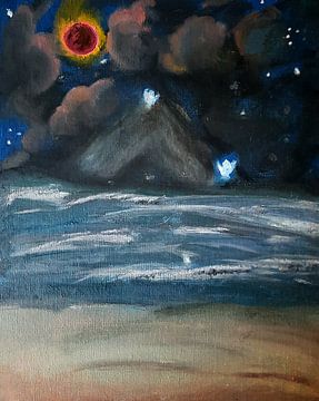 Kosmische Malerei, Ölgemälde, Blutmond von Celine Seelemann