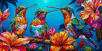 Kleurrijk schilderij: Samen in Harmonie