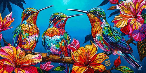 Kleurrijk schilderij: Samen in Harmonie