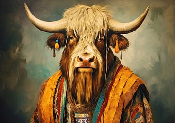 Rustic Cow Portrait by Wonderful Art