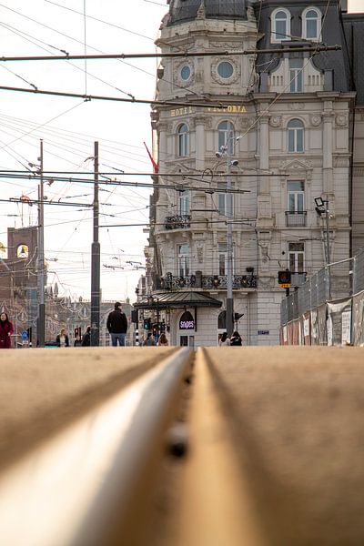 Amsterdam tram line in the centre by Emrah Senel