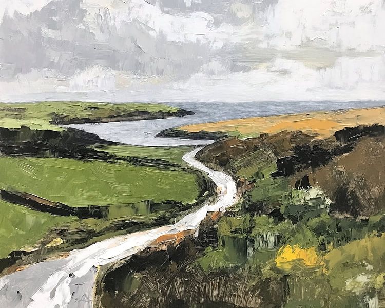 Irland Landschaft | Der grüne Pfad entfaltet sich von Abstraktes Gemälde