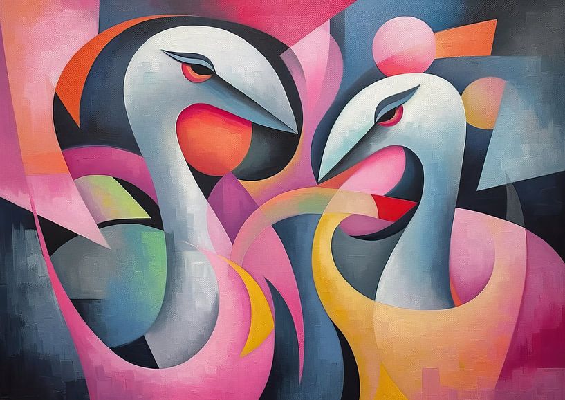 Painting Abstract Swans | Elegant Elegance by ARTEO Paintings