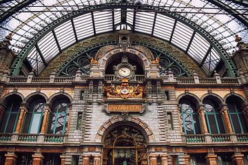 Antwerp Centraal Station Rear Entrance Coat of Arms Colour by marlika art