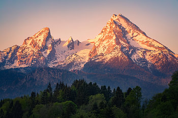 Sonnenaufgang Watzmann bei Berchtesgaden, Bayern, Deutschland