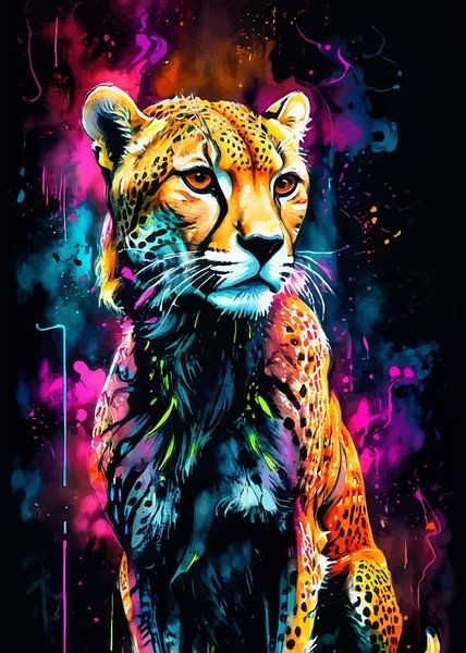 Cheetah Watercolor Neon by MIROKKU
