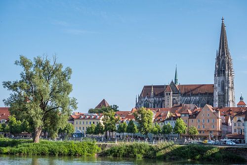Gezicht op de kathedraal in Regensburg Beieren