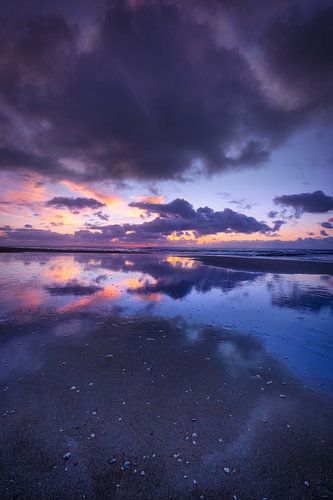 The blue hour on the beach of texel