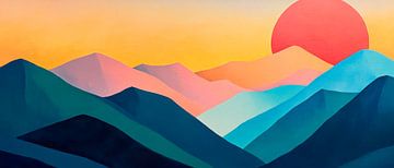 Berglandschap zonsondergang van Poster Art Shop