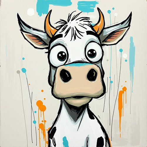 Cartoon koe - brutale urban art illustratie