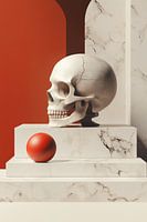Nature morte avec crâne et rouge