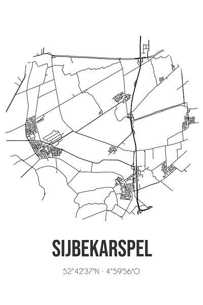 Sijbekarspel (Noord-Holland) | Map | Black and White by Prints of Place