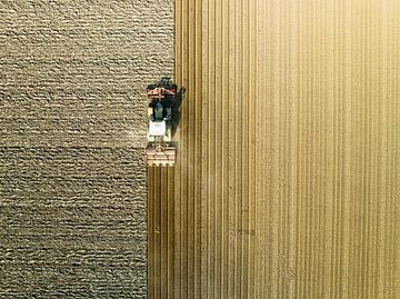 Tractor maakt de grond klaar voor het planten van gewassen