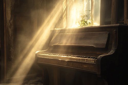 Vergeten oude stoffige piano