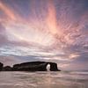 Sunset Playa de Catedrales Ribadeo Espagne sur Peter Haastrecht, van