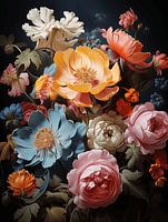 Flowers against black