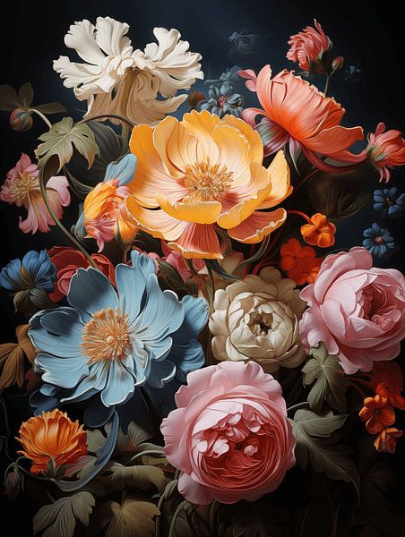 Fleurs sur fond noir par Isee