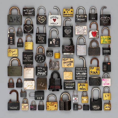 Love locks in black and yellow