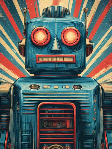 Retro robot in poster style by Bert Nijholt