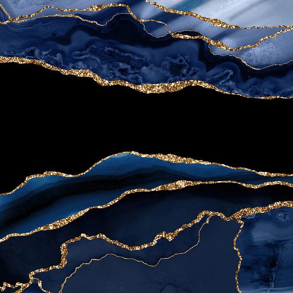 Marineblau &amp; Gold Achatstruktur 11 von Aloke Design