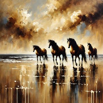 Paarden op het Strand van FoXo Art
