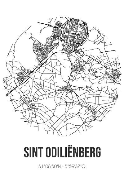Sint Odiliënberg (Limburg) | Map | Black and white by Prints of Place