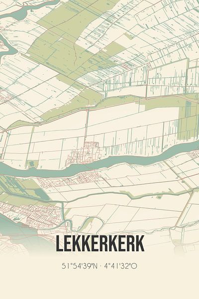 Alte Karte von Lekkerkerk (Südholland) von Ortsdrucke