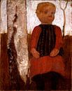 Paula Modersohn-Becker. Un enfant en robe rouge par 1000 Schilderijen Aperçu