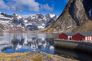 Traditionele visserswoningen op de Lofoten in Noorwegen van gaps photography