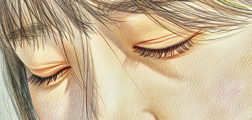 Closed eyes of sadness by Frank Heinz